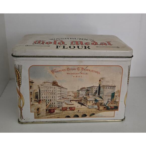 Vintage 1990 Washburn's Gold Medal Flour Tin Recipe Box - Picture 2 of 11